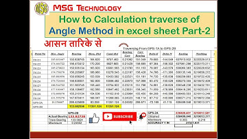 How to Calculation traverse of angle method in excel sheet Part 2