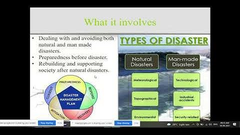 Disaster Management Plan and Institutional Framework for Disaster Management - Part I