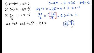 AE06 Evaluating Algebraic Expressions