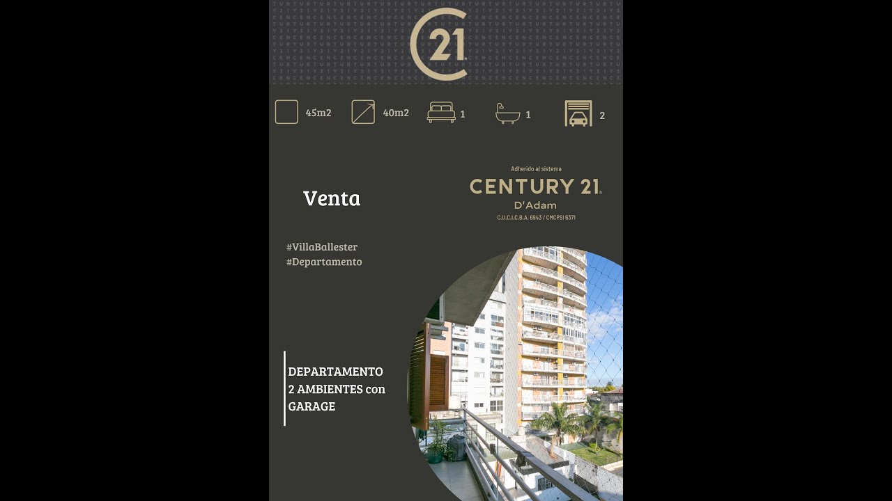 VENTA DEPARTAMENTO 2 AMBIENTES CON GARAGE VILLA BALLESTER CENTRO - 360