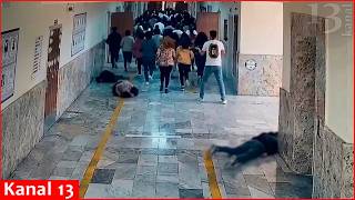 Surveillance Camera Video Shows Moment Of Turkey School Shooting In Which At Least 16 Wounded