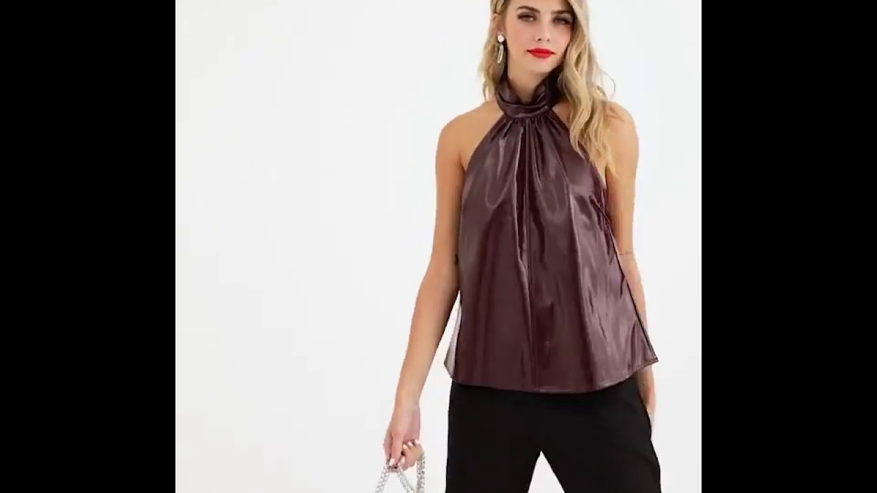 Halter top in faux leather