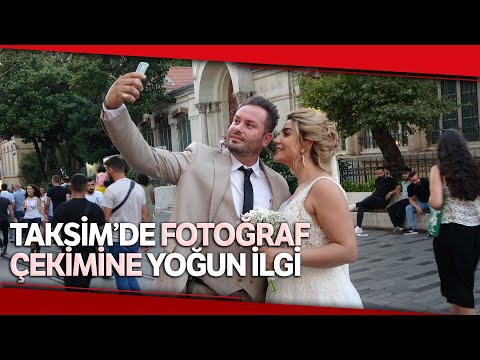 Taksim’de Gelin ve Damadın Fotoğraf Çekimi İstiklal Caddesini Kilitledi