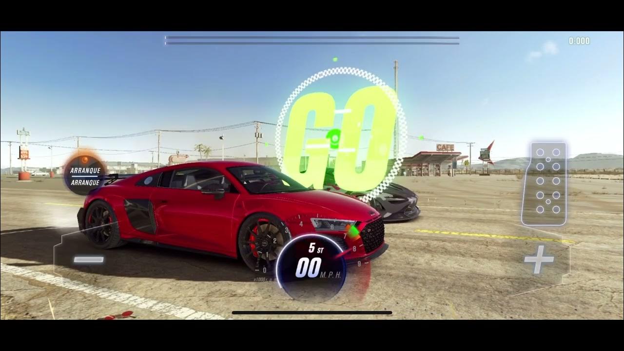 [CSR2) R8 Coupe V10 GT RWD (gold), shift & tune (Launch Manual) for 7.567