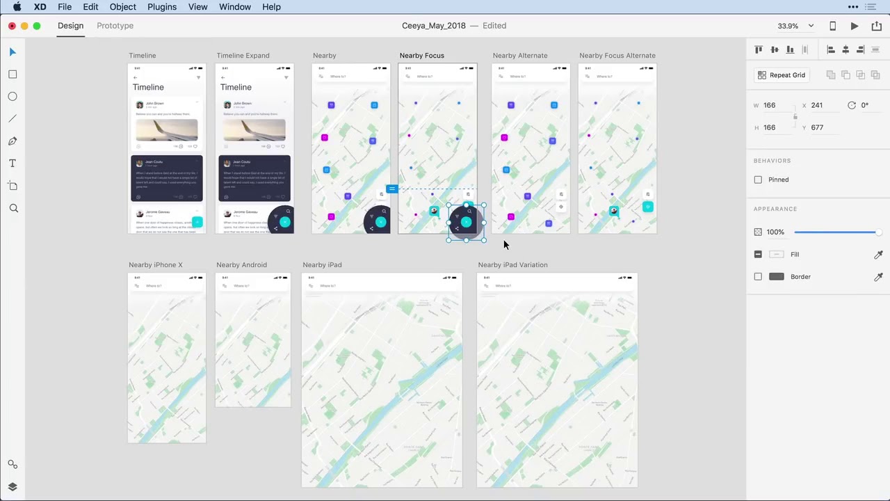 Adobe XD - склейка на несколько монтажных панелей