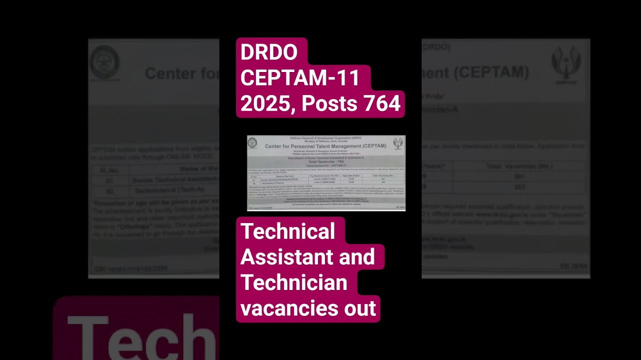 DRDO Technical Assistant and Technician vacancies out. 