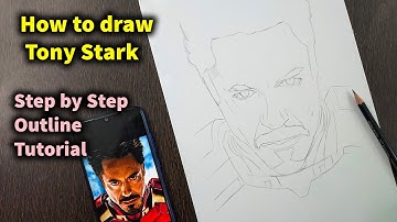 How to draw Tony Stark Step by Step // full sketch outline tutorial for beginners