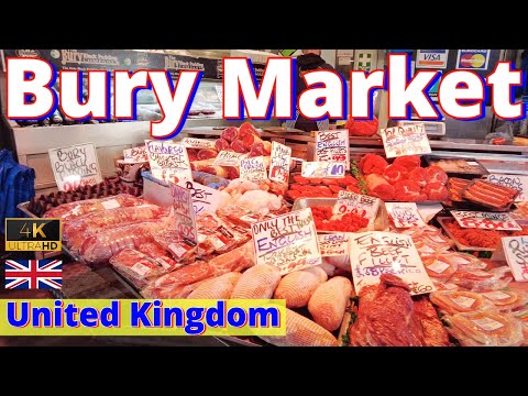 Bury Market Walking Tour England UK Visual 4K 2023 ASMR 40Mins No Talking