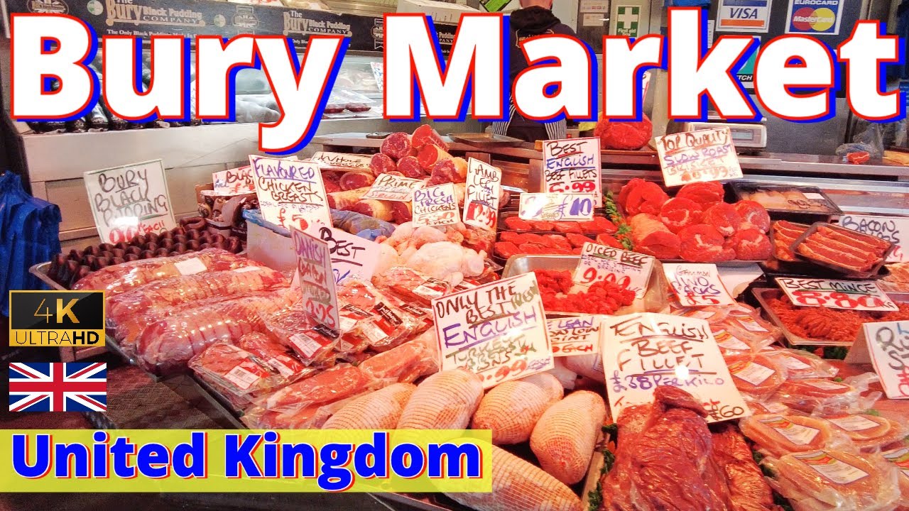 Bury Market Walking Tour England UK Visual 4K ASMR 40Mins No Talking