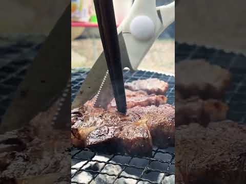 庭でBBQしたら、最強の焼き加減になった。肉汁がやば過ぎる。。