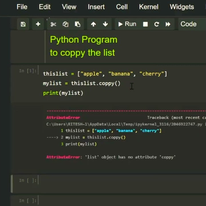 COPY the list using #python #shorts #coding - YouTube