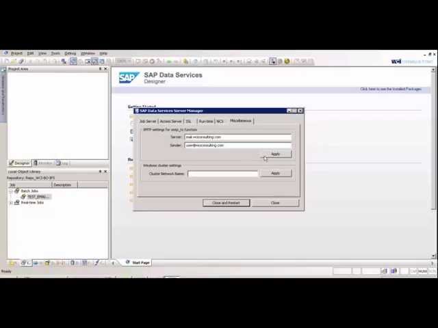 Setting Up An Email Job In SAP Data Services