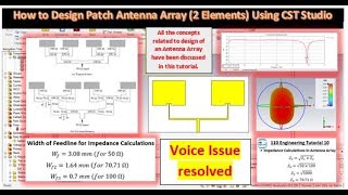 How to Design 2 Elements Patch Antenna Array in CST Studio | Quarter Wave Transformer Method | Audio