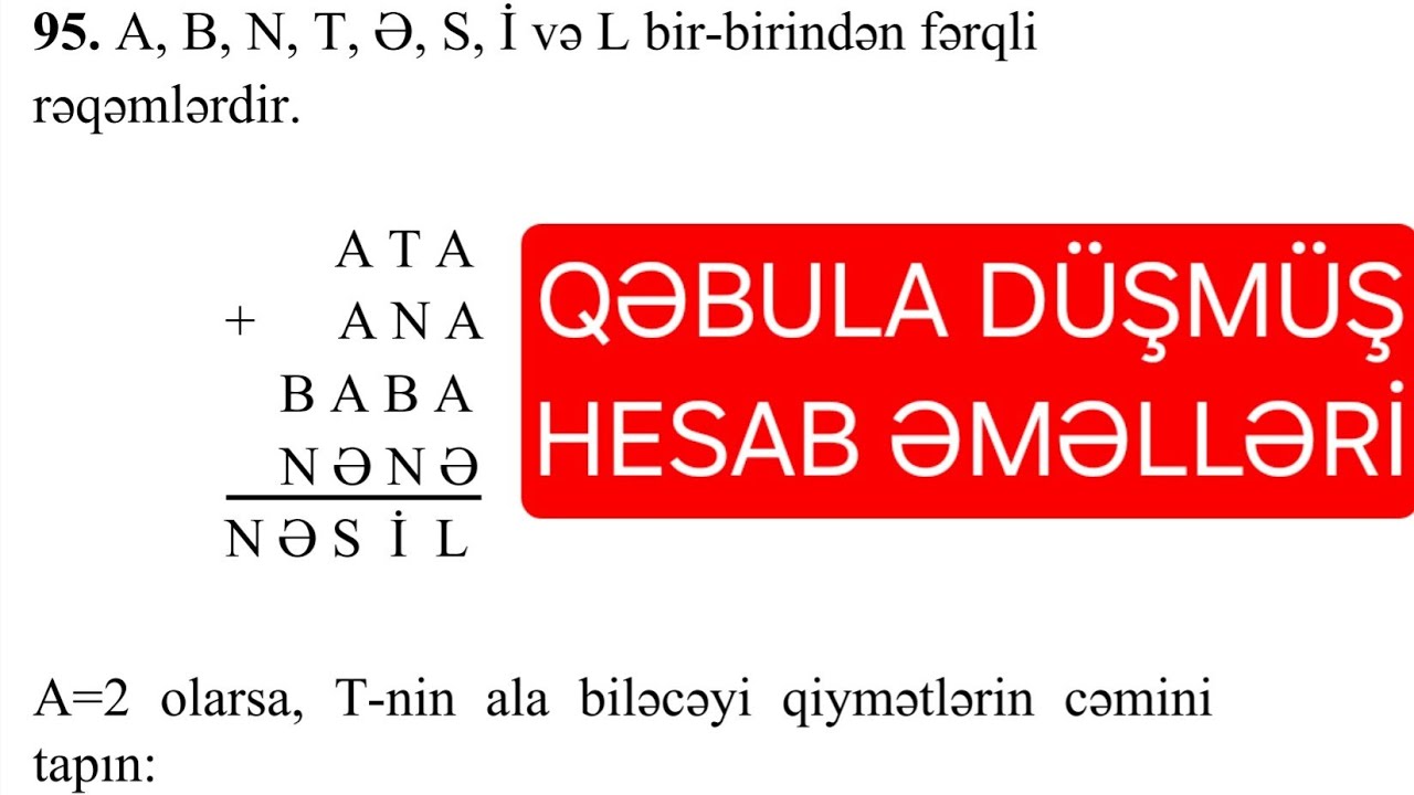 QƏBUL SUALLARI - HESAB ƏMƏLLƏRİ @fzacademy