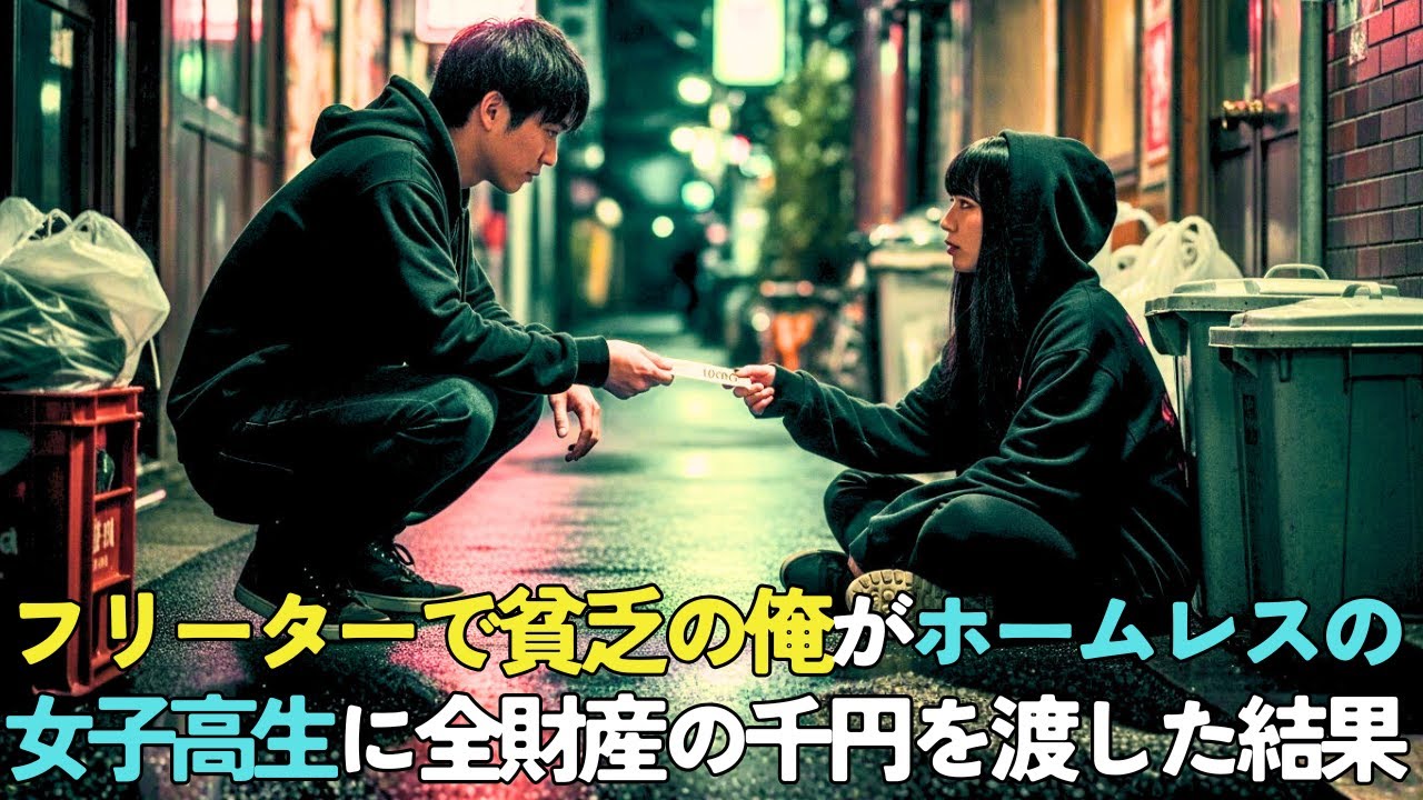 フリータの俺がホームレスの女子高生に全財産のを渡した結果→強面のヤクザが目の前に現れて…【感動する話】