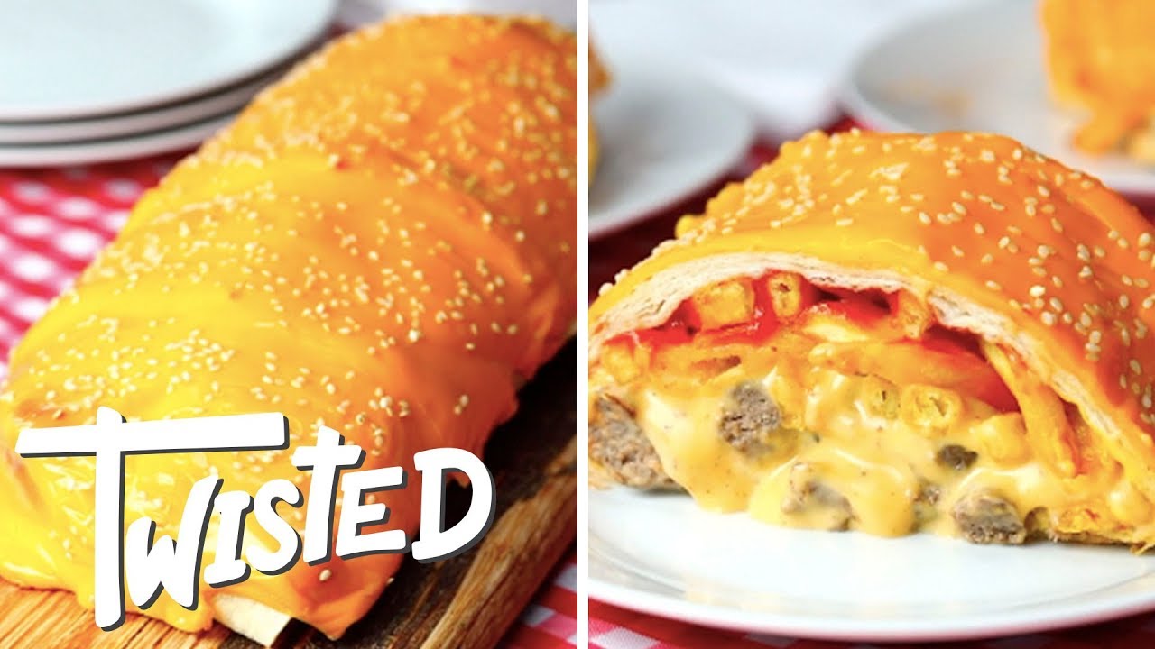 Giant Cheeseburger and Fries Burrito Recipe YouTube