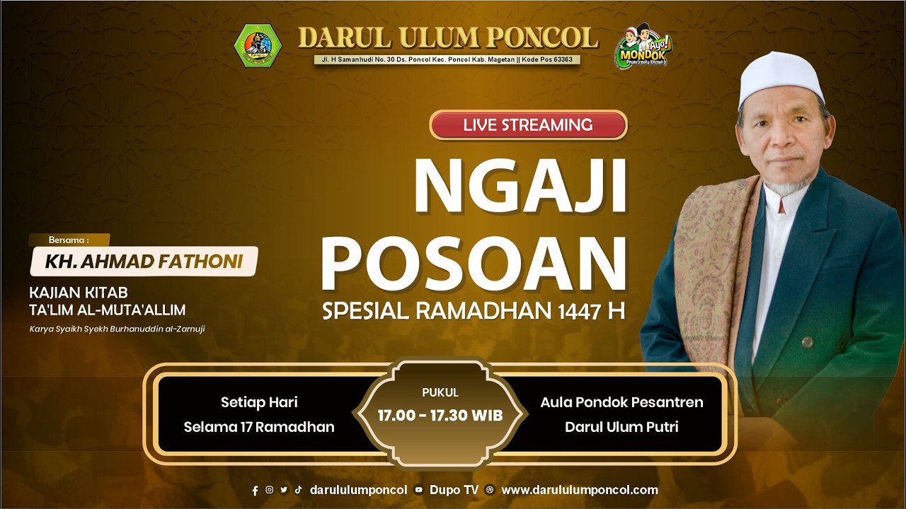 🔴 KAJIAN RAMADHAN KITAB TA`LIM MUTAALIM BERSAMA KH. AHMAD FATHONI