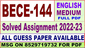 bece 144 solved assignment 2022-23 / bece 144 solved assignment in English / ignou ba economics
