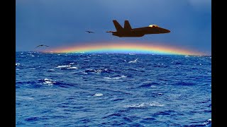 USS Nimitz Rainbow Launch F18