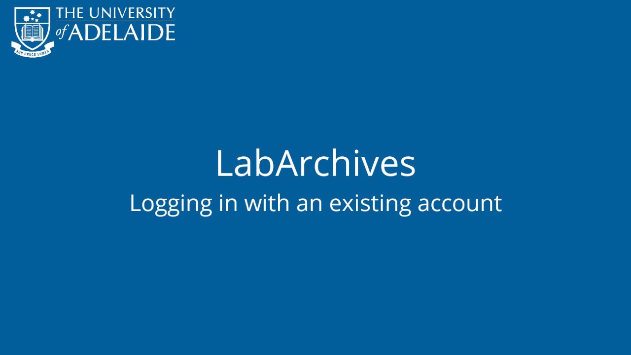 Logging into LabArchives with an existing account YouTube