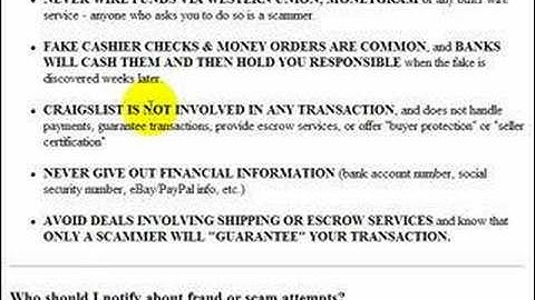 ** BEWARE CRAIGSLIST CLASSIFIED SCAMS!**