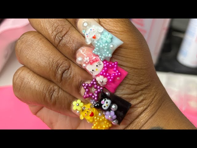 Hello Kitty and Friends Sanrio nail set/ Kawaii nails/ Junk nails