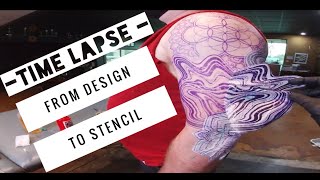 Tattoo Time Lapse - From Design To Stencil. Sacred Geometry Inspired Tattoo