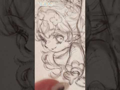 💎iPadを使って宝石天使さんの下絵を描くメイキング🎨🦜#Shorts #watercolor #watercolorpainting  #illustration