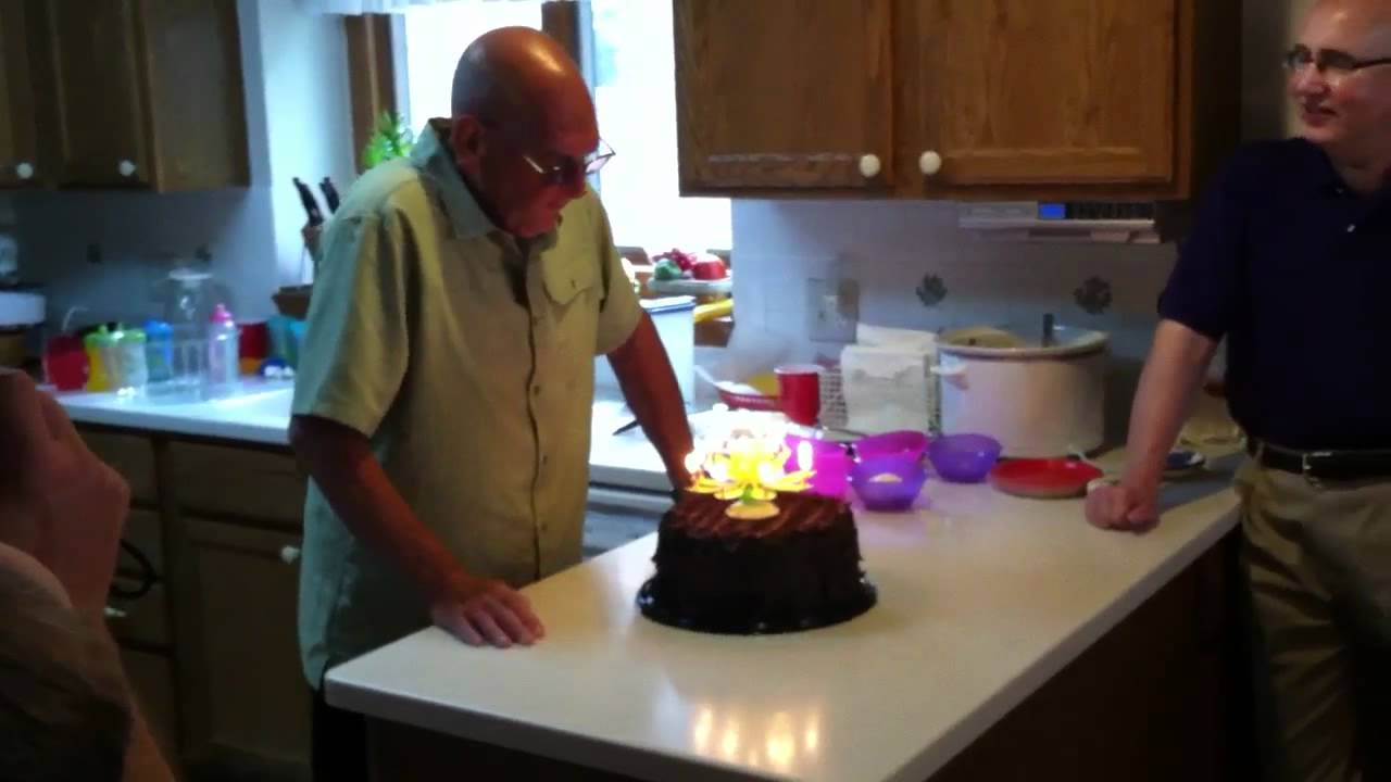 Grandpa blows out candles YouTube