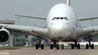 Emirates A380 Departing Manchester Airport