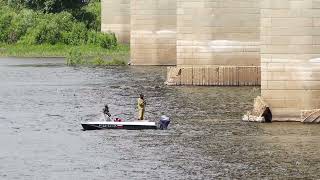 Nizhny Novgorod, Russia, Oka River, 06.11.2923. Fishermen on the river catch fish from a boat in