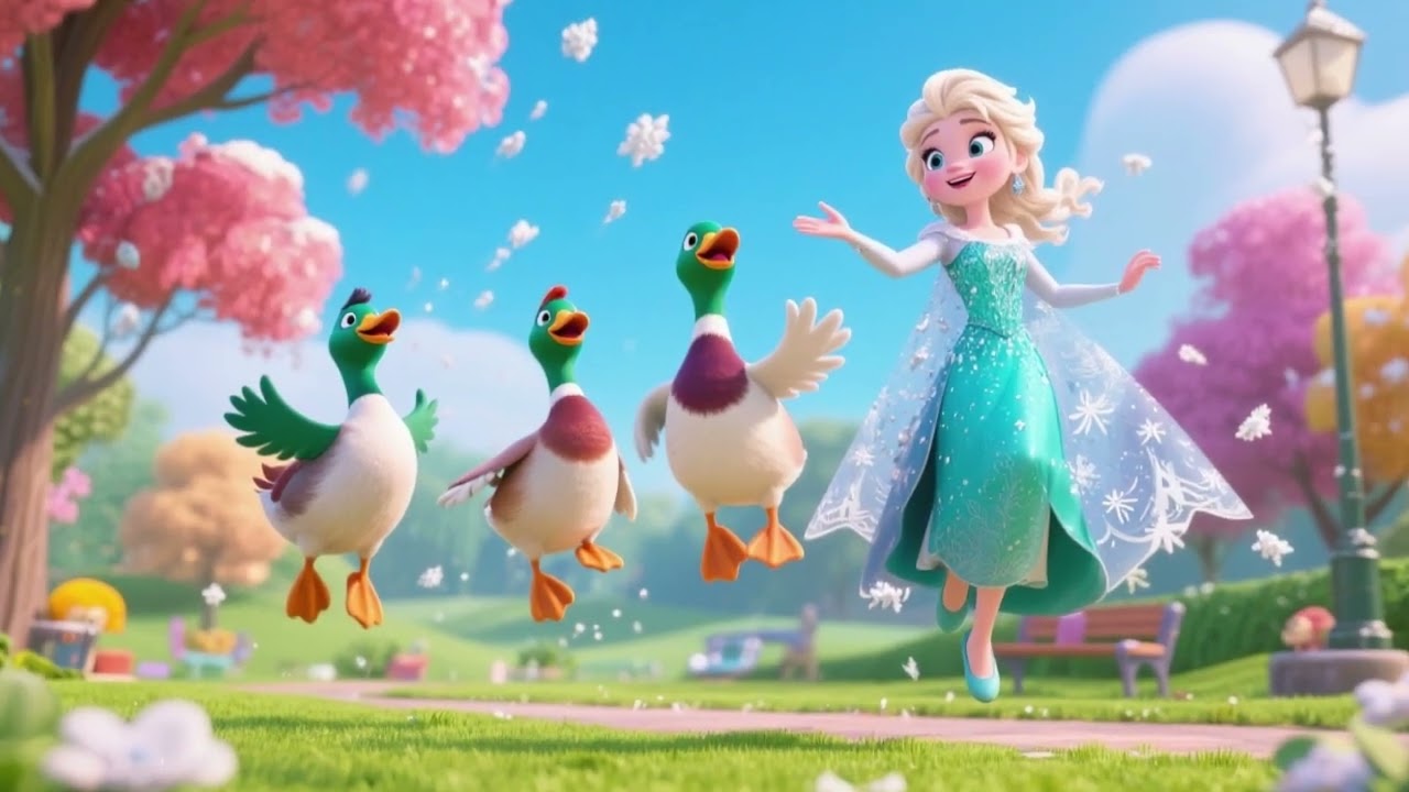 ❄️🦆 Эльза и 4 танцующих утки: Танцевальная вечеринка в парке! 🌳💃