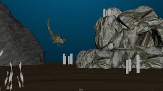 Sea Creature WIP part 2 (animating the body except the tail and a second pass on the trail)