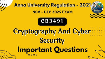 CB3491 Cryptography and Cyber security important questions in tamil||Anna University regulation 2021