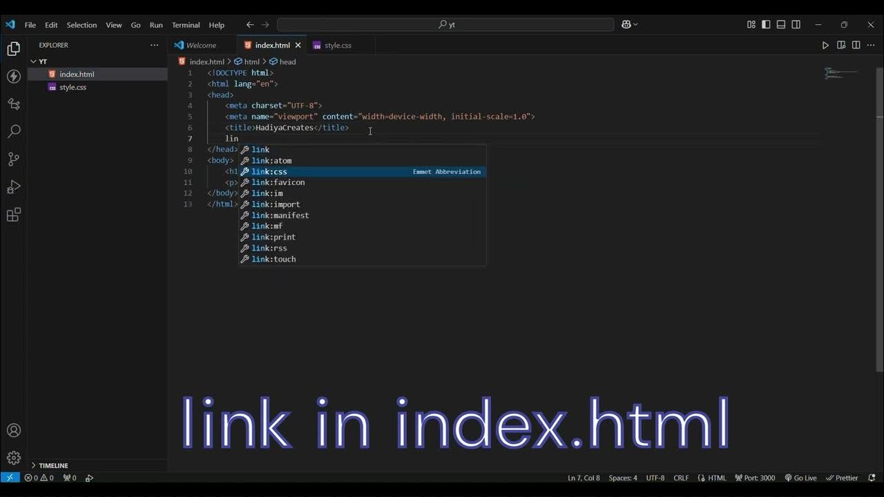 How to Link CSS to HTML in Visual Studio Code - YouTube