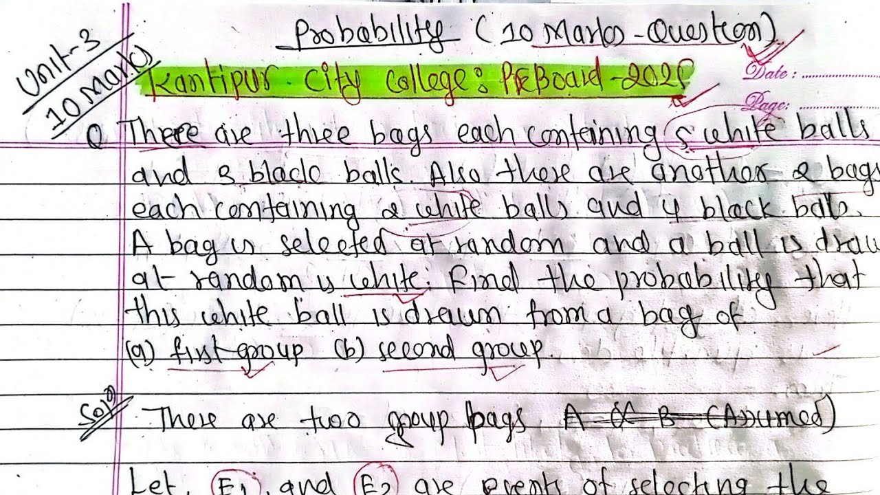Unit-3: 10 Marks All Breboard Qsn Solutions|Probability & Statistics BE Civil & computer PU PoU TU 