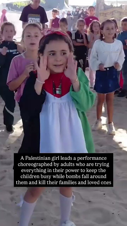 Palestinian children in Gaza dance and sing as bombs fall around there #gaza #palestine #shorts
