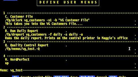 FilePro - Chapter 6 - Define Menus Scripts