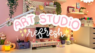 art studio refresh ✦ repainting walls, rearranging furniture, + creating a cute cozy space ✨