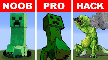 Pixel Art : NOOB vs PRO vs HACKER vs GOD : Creeper in Minecraft