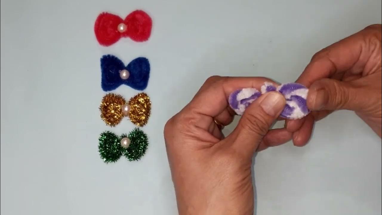 Two amazing Bows idea One minute Tinsel Pipe Cleaners craft Easy