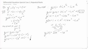 Differential Equations Special Case 1: Repeated Roots