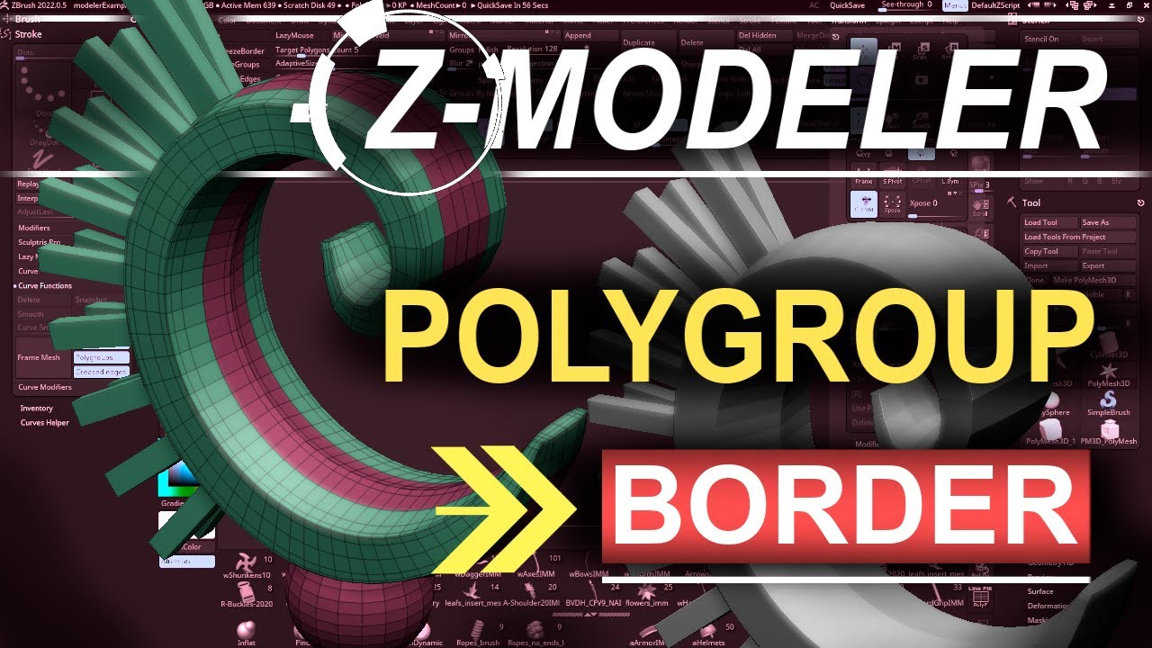 ZBrush - ZModeler Target (Polygroup-Border) - YouTube