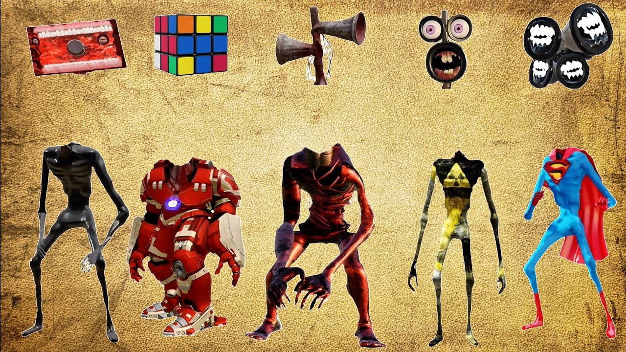 WRONG HEADS SIREN HEAD CAR, GREEN HOUSE HEAD, SCARY HOUSE, SIREN HEAD DOUBLE, SIREN HEAD THUNDERBOLT