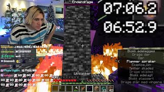 xQc reacts to Minecraft Speedrun World Record Ending (7:01)