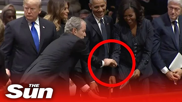 George W Bush gives Michelle Obama a cough drop at...