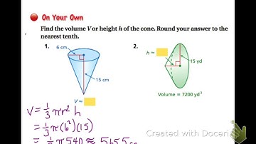 Math 8.2 Volume of Cones