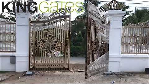 Review cổng nhôm đúc lắp mô tơ âm sàn mở 180 độ tại Tiền Giang