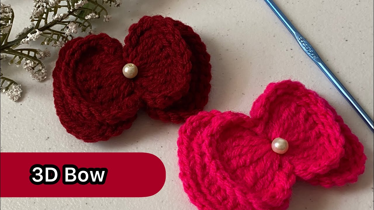 Cute 3D Crochet Bow Tutorial - YouTube