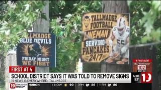 ‘Not Us’: Tallmadge Schools say Ohio Edison ordered spirit signs down